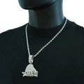 Hip-hop necklace featuring a hand grasping cash pendant with iced-out stones on rope chain - Pendant + Twist Chain / 5mm (22inch) / Silver