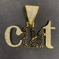 Hip hop CAT pendant with iced out rhinestones and a gold-plated cat silhouette design - Gold Pendant Only (Without Chain) / Gold