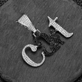 Hip-hop silver necklace with iced-out black and white zircon CH letter pendant - Silver Pendant Only (Without Chain) / Silver