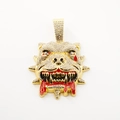 Hip-Hop Bulldogge Anhänger mit glänzenden Straßsteinen und 5mm gedrehter Seilkette - Nur Anhänger (Ohne Kette) / Gold