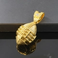 Macro shot of gold hip-hop rugby pendant featuring embossed texture and top inset gem - Gold Pendant Only