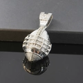 Macro shot of silver american football pendant with pave set zircons on black background - Silver Pendant Only