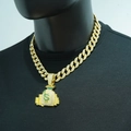 Hip-hop gold plated Cuban link chain necklace with iced out dollar money bag pendant - 45cm / Gold Pendant With Cuban Chain