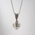 Colgante de fútbol americano de aleación de zinc plateado con cadena de cuerda y strass - Colgante Plateado Con Cadena de Cuerda