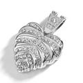 Collana con pendente a cuore argentato e strass bianchi brillanti in stile hip-hop - Ciondolo Singolo Argento (Senza Catena)