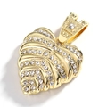 Collana hip hop con ciondolo a foglia di cuore placcato in oro e cristalli lucenti - Ciondolo Singolo Oro (Senza Catena)