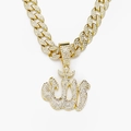 Hip hop style gold Allah pendant with Cuban link chain and sparkling diamonds - Single Pendant (No Chain) / Gold