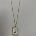 Gold plated alphabet Z necklace with white enamel inlay and sparkly zircon stones - Letter Z