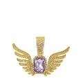 Hiphop gouden engelenvleugel ketting met grote paarse rechthoekige edelsteen - Paarse Hanger (Zonder Ketting) / Goud