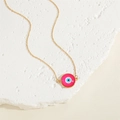 Goldkette mit magentafarbenem Harz-Anhänger im Evil-Eye-Design und blauem Detail - Rot (MA2-3)