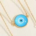 Goldene Evil Eye Harz-Halskette mit poliertem blauem Glaseinsatz und feiner Ankerkette - Blau (MA2-3)