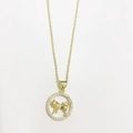 14K gold plated Taurus zodiac necklace with sparkling zircon stones and round pendant - Taurus / Gold