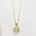 14K gold plated Gemini zodiac pendant necklace featuring sparkling white zircon stones - Gemini / Gold