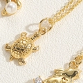 Golden turtle pendant necklace with detailed shell texture on a delicate gold chain - Turtle Style (XL2627-MA2-1)