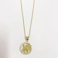 14K gold Scorpio zodiac pendant necklace with sparkling cubic zirconia on cross chain - Scorpio / Gold