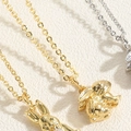 Three-piece rabbit zircon pendant necklaces in gold and silver finish with pearl detail - 14K Gold Plated Rabbit Style (XL2627-MA2-1)
