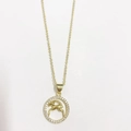 14K gold plated necklace with Capricorn zodiac pendant and clear zircon inlay - Capricorn / Gold