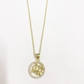 14K gold plated necklace with Aquarius zodiac pendant and sparkling zircon stones - Aquarius / Gold