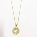 14K gold plated necklace featuring a round Pisces pendant with white cubic zirconia stones - Pisces / Gold
