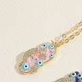 Pink evil eye charm necklace with gold chain and sparkling zircon pendant for women - Pink (XL2649-2)