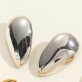 Detailed view of polished silver water-drop earrings with a high-shine mirror finish - Shiny Silver Minimalist Water Drop Style