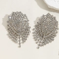Dettaglio macro di orecchini a nappa d'argento con strass di cristallo scintillanti - Orecchini di Lusso con Strass Completi