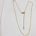 Close-up of gold plated O-chain necklace featuring a lobster clasp and teardrop extension - O-Link 45+5cm 24K Gold Plated