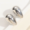 Polished silver teardrop stud earrings in a glossy stainless steel finish for women - Shiny Silver Water Drop Style