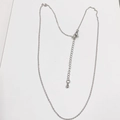 Minimalist silver O-chain necklace with lobster clasp and adjustable drop pendant - O-Link 45+5cm Platinum Plated
