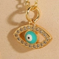 Collana con pendente occhio del diavolo in smalto turchese e finitura oro con zirconi - Verde