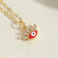 Collier doré avec pendentif œil rouge en émail et cristaux en forme de cils brillants - Mauvais Œil Rouge