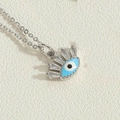 Collier Mauvais Œil en argent avec émail bleu clair et pierres de zircon de coupe baguette - Mauvais Œil Bleu
