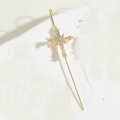 Elegant gold cross ear cuff with sparkling white zircons for women fashion - Cross Ear Hook