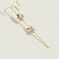 Elegant gold double butterfly ear crawler with zircon stones and long hook design - Butterfly Ear Hook-3