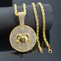 Collana con pendente Cancro dorato con strass e catena a corda spessa in stile hip hop - Oro Cancro / Catena a treccia