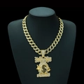 Hip hop gold money bag pendant with cubic zirconia and chunky cuban link chain for men - Gold Color Pendant with Necklace / Gold