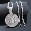 Macro di ciondolo Bilancia in argento con zirconi incastonati su catena a corda - Bilancia d'argento / Catena a treccia