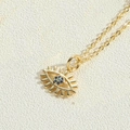 Collar dorado delicado con colgante de ojo turco de opalo azul y cristales - Estilo de Pestañas (XL2774-5)