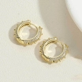 14K gold plated hoop earrings with spiked studs and sparkling zircon pavé setting - Gold Spiked Zirconia Hoop Earrings (14K Gold Spiked Zirconia Earrings ES2611-4)