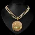 Collier cubain hip hop avec pendentif visage souriant dégoulinant pavé de diamants roses - Pendentif Avec Chaîne Gourmette / 18inch / Or Zircon Rose
