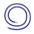 Dettaglio collana tennis argento con zirconi blu scuro tondi e incastonatura a griffe - Bracciale da 8 pollici / Blu