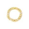 Gold Cuban link bracelet with micro-pave white crystals and folding clasp closure - Model A / Gold