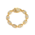 Hip hop gold plated pig nose link bracelet with pave set cubic zirconia stones - Extra Short Bracelet Style / Gold