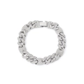 Silver tone Cuban link bracelet with iced out pig nose links and pave rhinestones - Model A / Silver