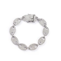 Silver hip-hop coffee bean bracelet with sparkling iced-out white zircons - Extra Short Bracelet Style / Silver