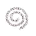 Sparkling silver cuban link necklace featuring full iced out pavé crystal rhinestones - Model D / Silver