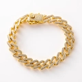 Luxuriöses vergoldetes Panzerarmband mit vollflächig funkelndem Strass-Besatz - 7 Zoll Armband / Gold