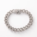 Silbernes Iced-Out Cuban Armband mit glitzernden Zirkonia und sicherem Kastenverschluss - 7 Zoll Armband / Silber