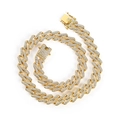 Hip-Hop-Halskette mit Goldbeschichtung und Vollbesatz aus funkelnden Zirkonia-Steinen - 16 Zoll Halskette / Gold