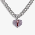 Collana hip-hop catena cubana argento con ciondolo a cuore spezzato viola ghiacciato - Ciondolo Solo (Senza Catena) Argento Viola